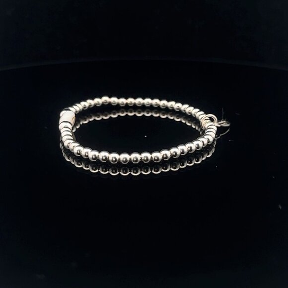 925 Sterling Silver Beaded Stretch Stacking Bracelet MOP Letter Initial Z - Picture 6 of 6